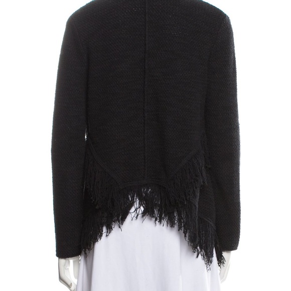 COPY - Anthropologie Maje Black Maldives fringe tweed open style  cardigan size… - Picture 7 of 8